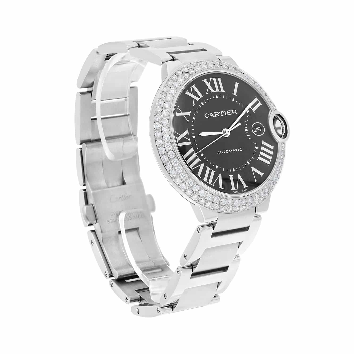 Cartier Ballon Bleu W6920042 Automatic Grey Dial Stainless Steel Diamond Watch