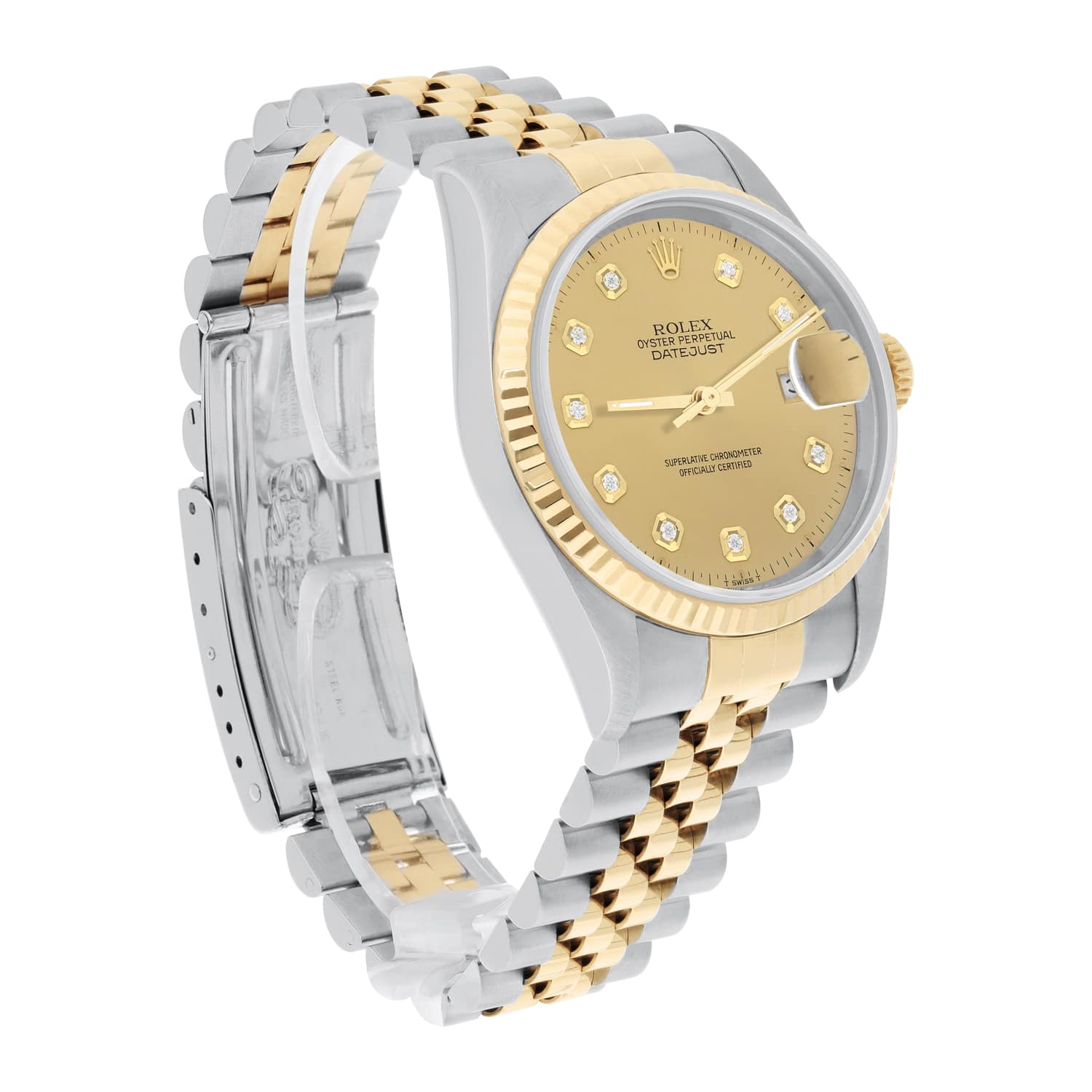 Rolex Datejust 36mm Two Tone Champagne Diamond Dial Jubilee 16233 Circa 1993