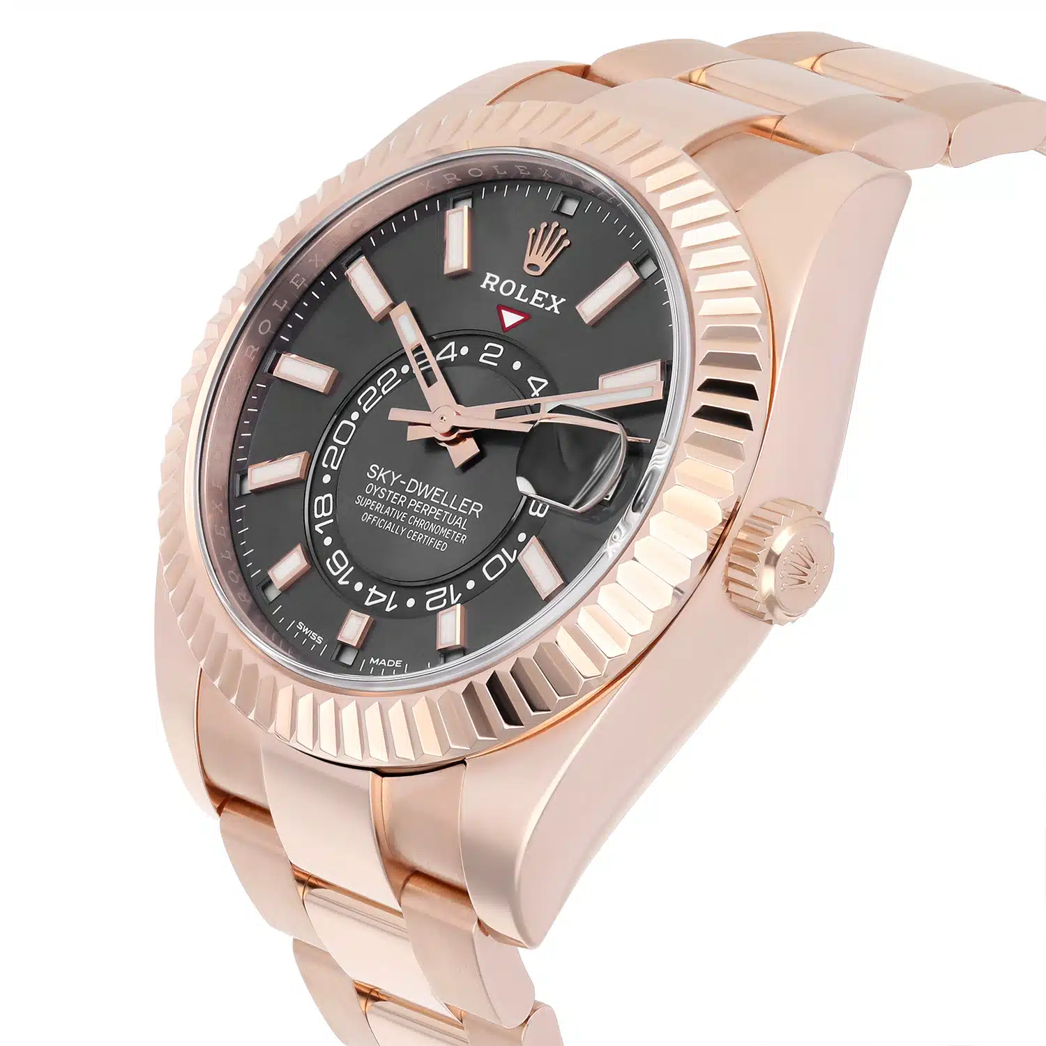Rolex Sky-Dweller 42mm Everose Gold Watch Rhodium Dial Oyster Bracelet 326935 – image 6