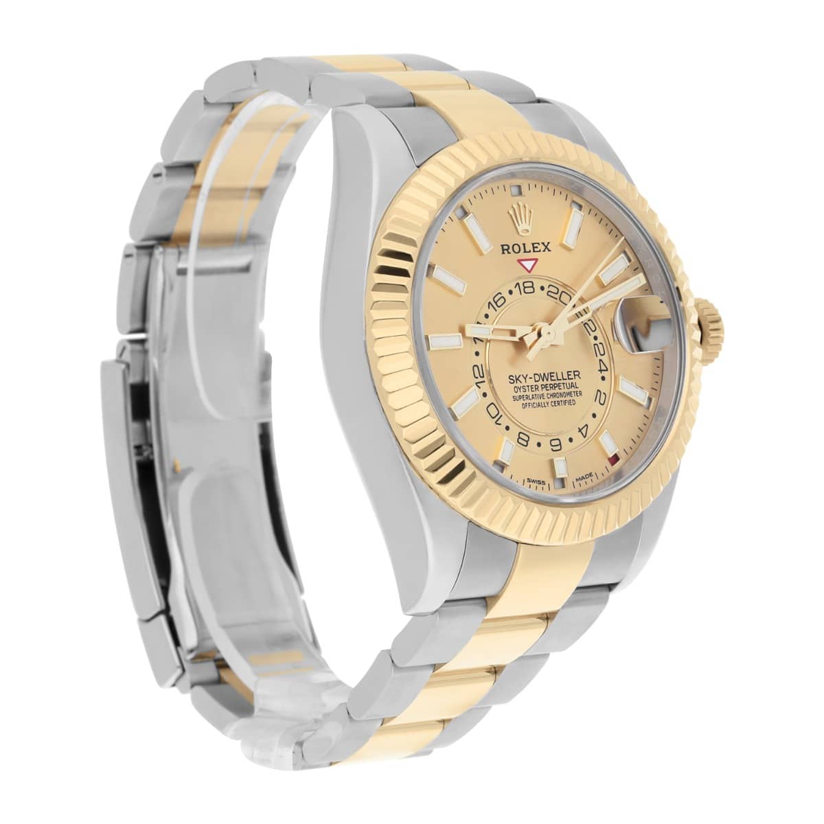 Rolex Sky-Dweller Champagne 326933 Stainless Steel and Yellow Gold Watch B/P