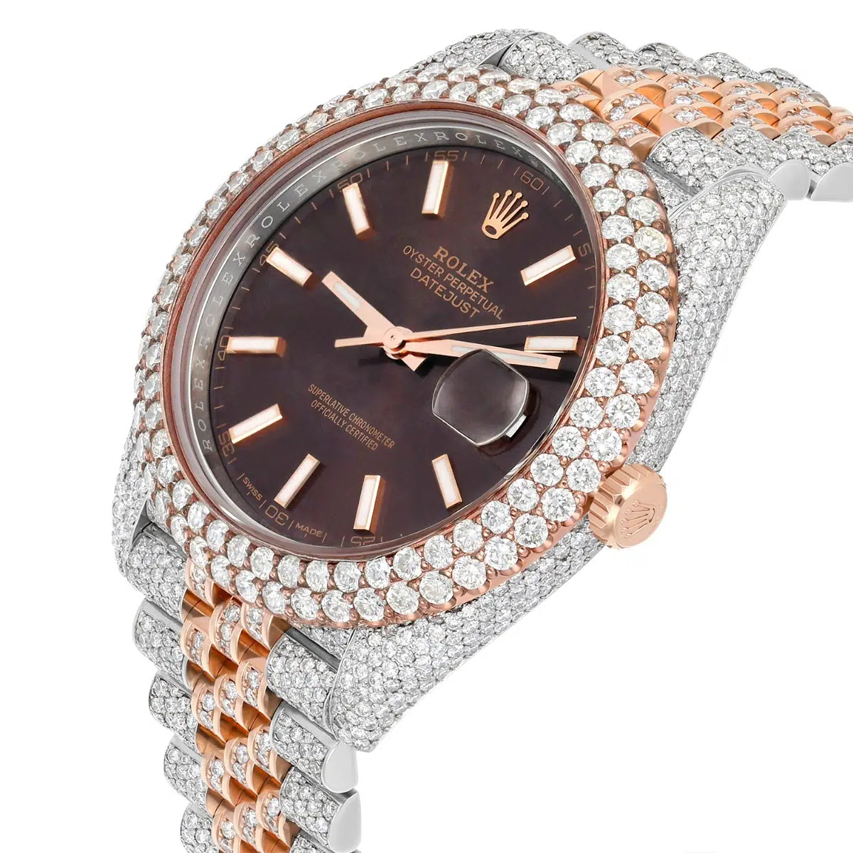 Rolex Datejust 41mm 126331 Rose Gold and Stainless Steel Fully Iced Out Watch – image 6