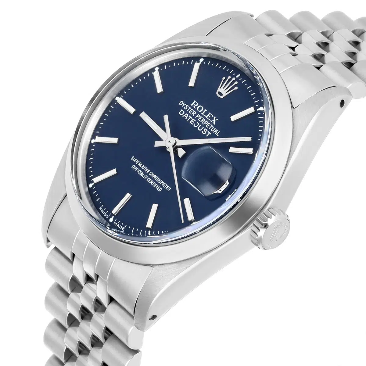 Rolex Datejust 1600 Stainless Steel Oyster Rare Blue Dial Unisex Watch 36mm – image 6