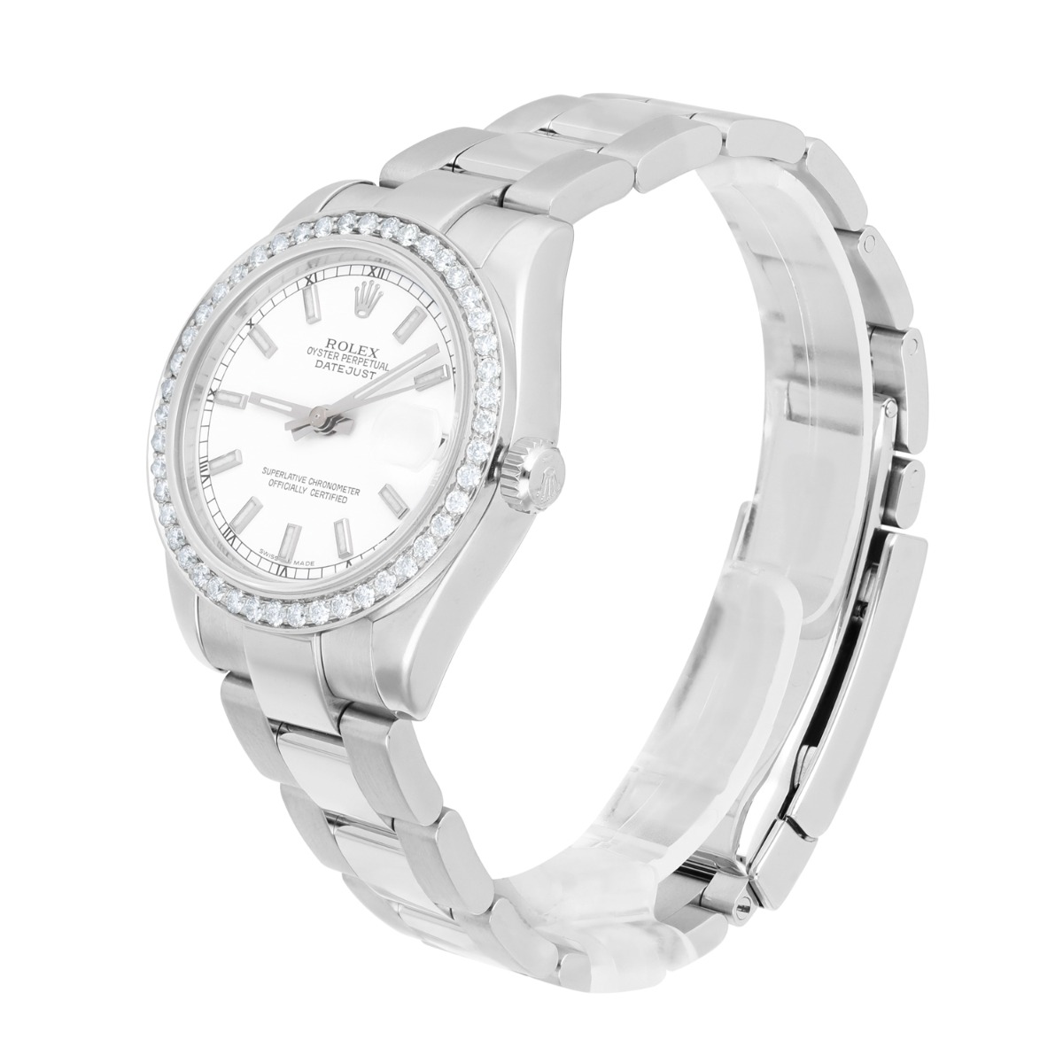 Rolex Lady-Datejust 178240 31mm Stainless Steel White Dial with Diamond Bezel