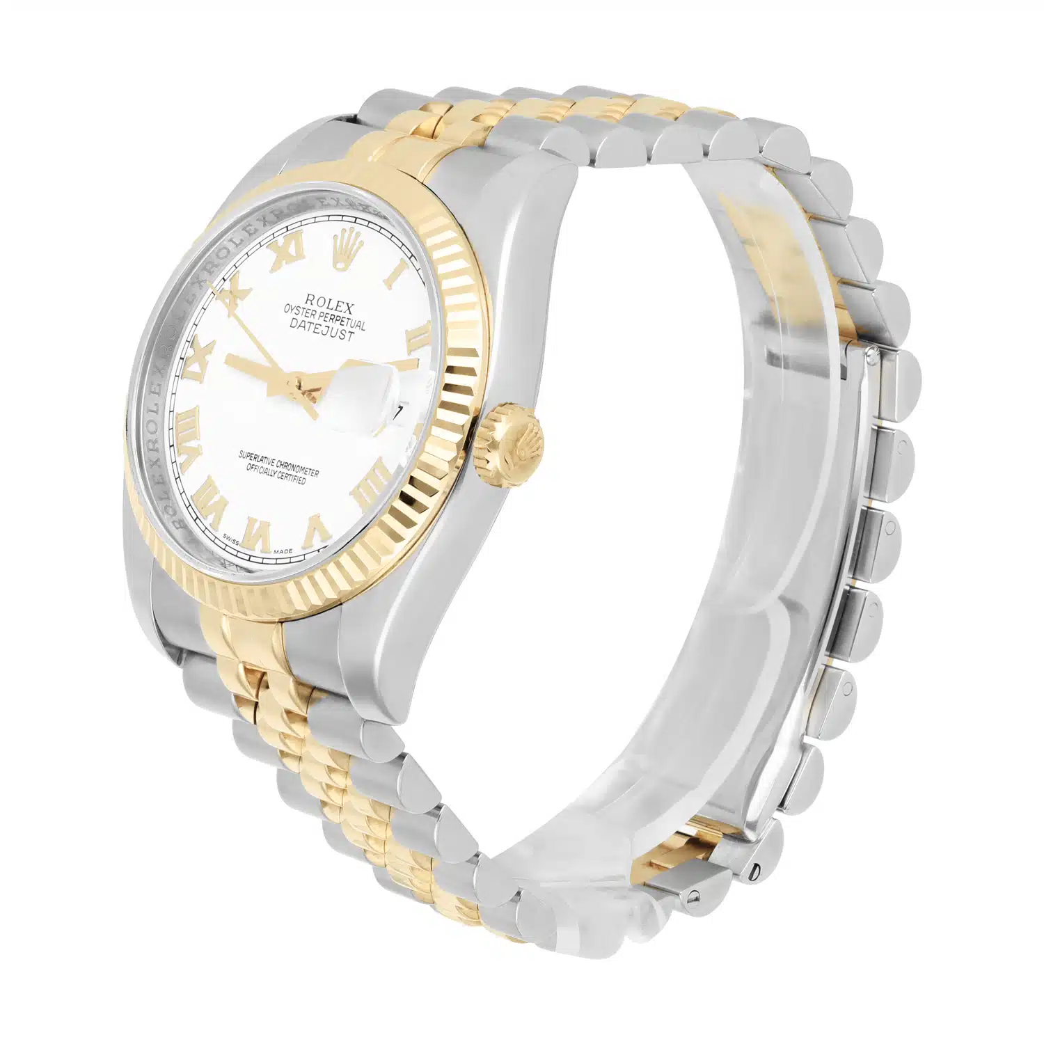 Rolex Datejust 36 116233 White Roman Dial Jubilee Gold & Stainless Steel Watch – image 5