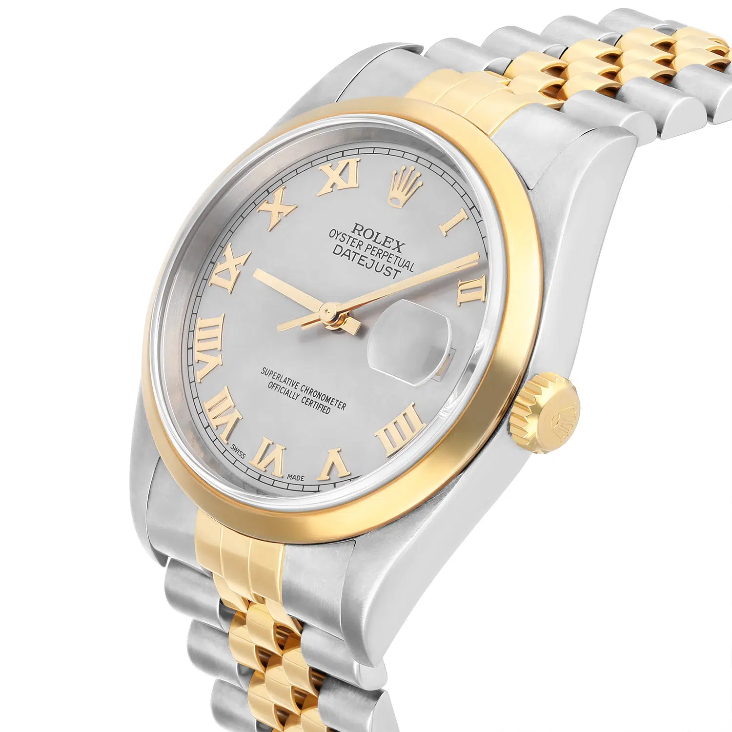 Rolex Datejust 36 Steel & Gold 16203 Silver Roman Jubilee Complete 2003 – image 7