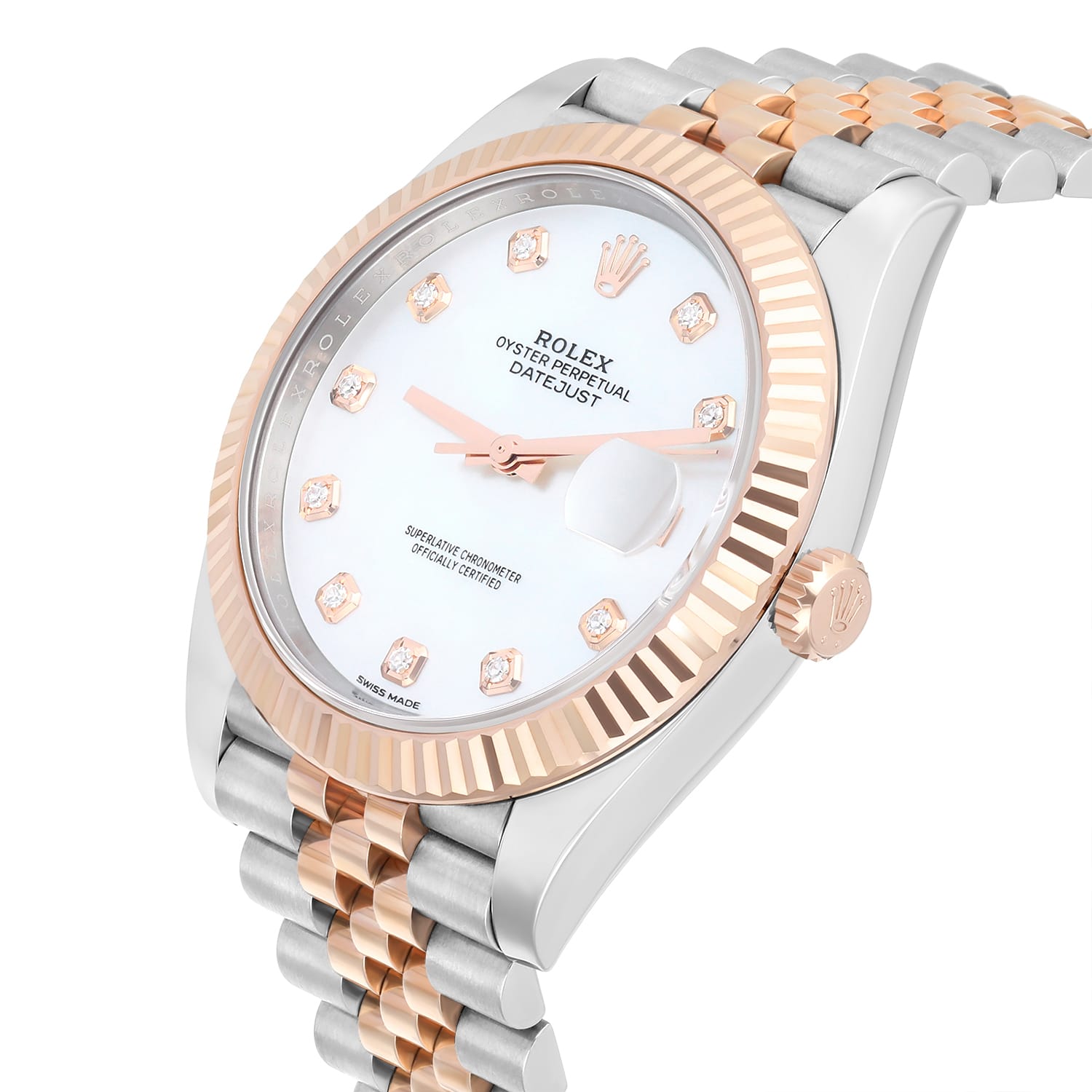 Rolex Datejust 41mm 126331 Steel & Rose Gold Mother of Pearl Diamond Dial