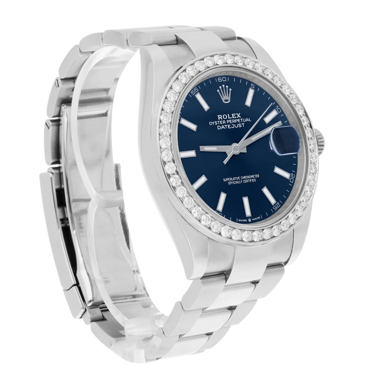 Rolex Datejust 126334 Stainless Steel Oyster 41mm Blue Index Dial Diamond Bezel