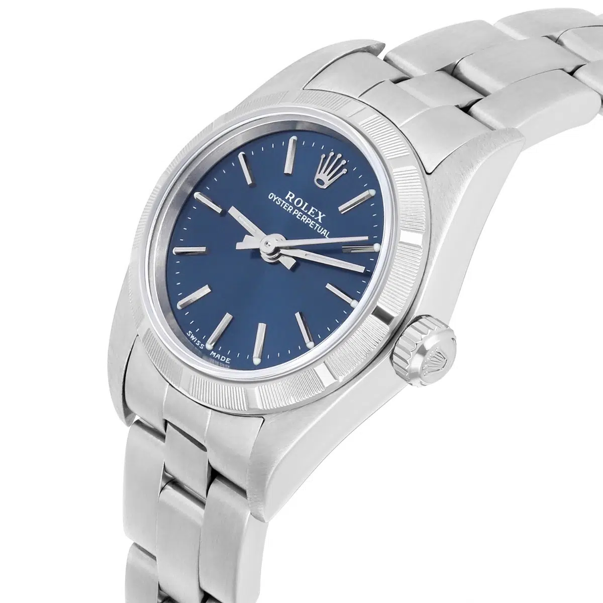 Rolex Ladies Oyster Perpetual Stainless Steel Automatic Watch Blue Dial 76030 Circa 2002 – image 3
