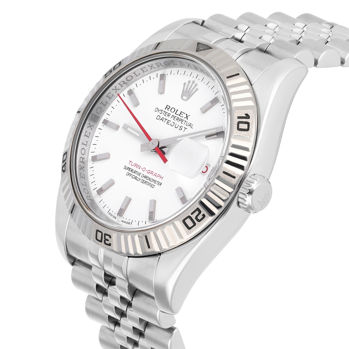 Rolex Datejust Turn-0-Graph 116264 36mm White Gold with White Dial Watch
