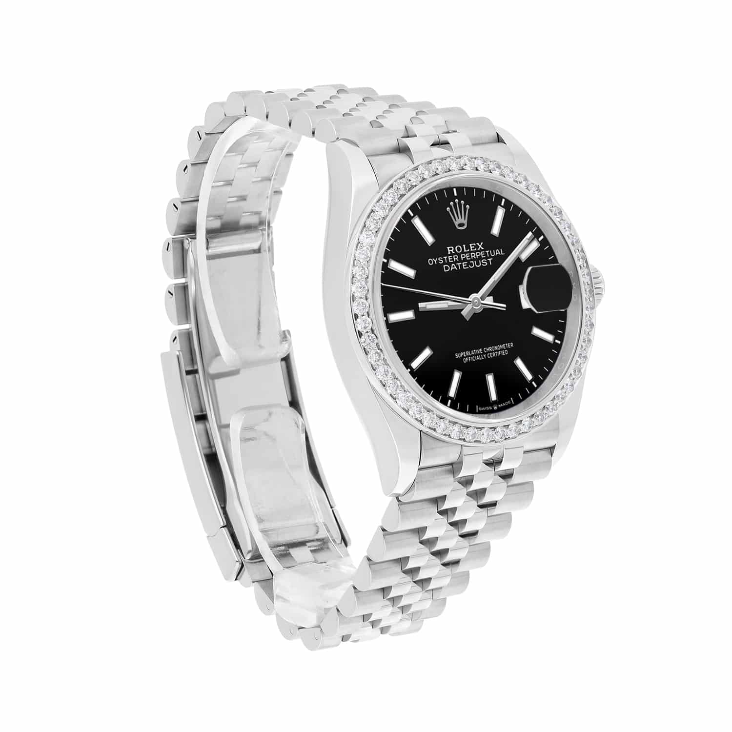 Unworn Rolex Datejust Black 36mm Stainless Steel Jubilee Watch 126234 Complete