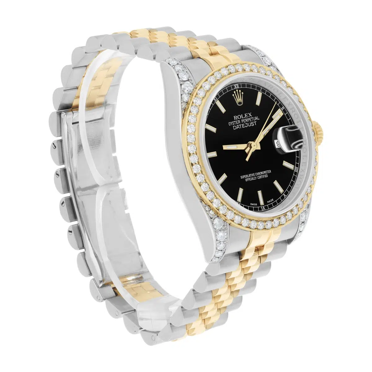 Rolex Datejust 36 Gold/Steel 116233 Black Index Dial Jubilee Band Diamond Watch – image 4