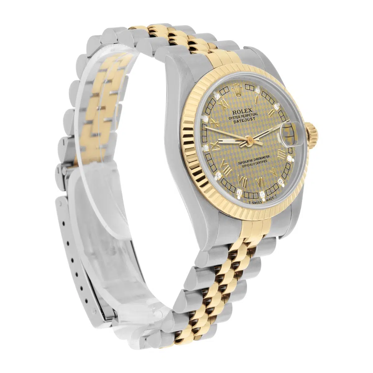 Rolex Datejust 31mm 68273 Champagne Houndstooth Diamond Dial Two Tone Watch Circa 1993 – image 6