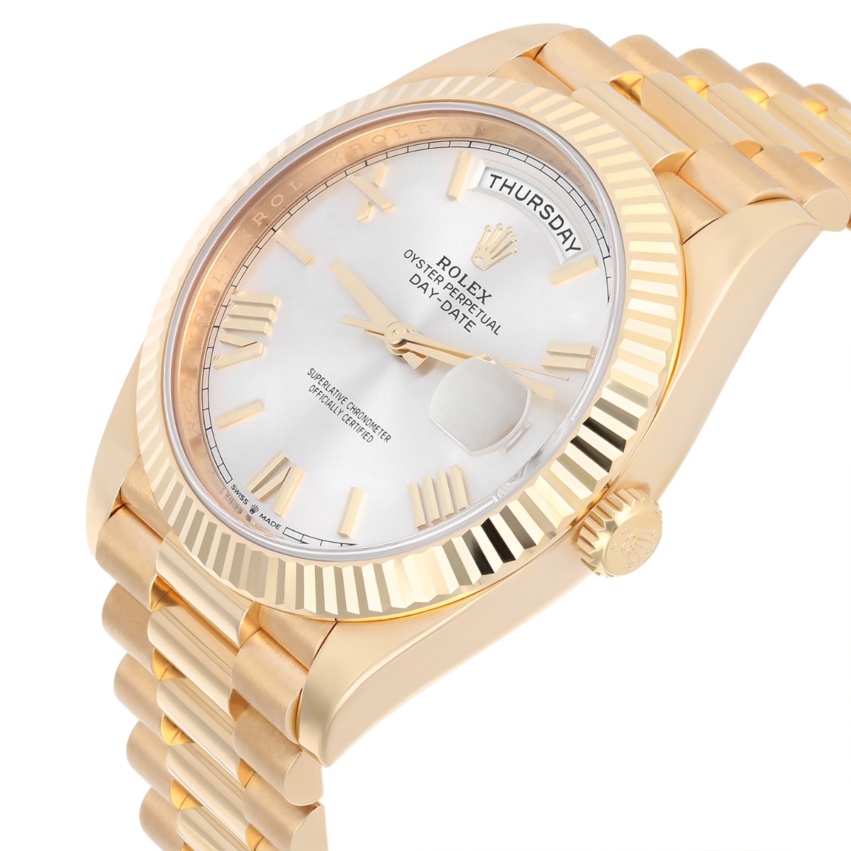 Rolex Day-Date 40 Presidential 228238-0002 Silver Dial Yellow Gold Watch Complete - 2024