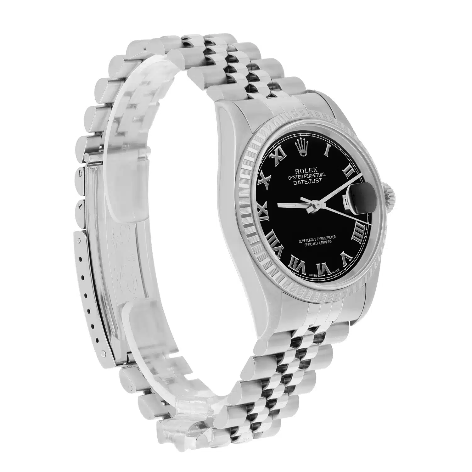 Rolex Datejust 36mm Stainless Steel Watch Black Roman Dial 16220 – image 6