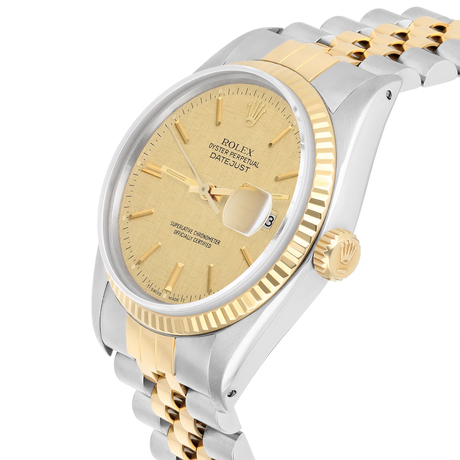 Rolex Datejust 36mm 16013 Two Tone Champagne Linen Dial Jubilee Circa 1981