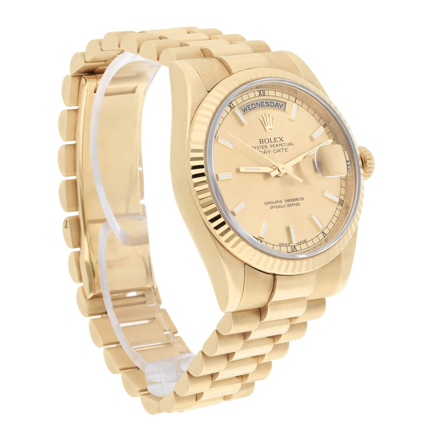 Rolex 18K Yellow Gold 36mm Day-Date President 118238-0103 Engraved Mint Condition