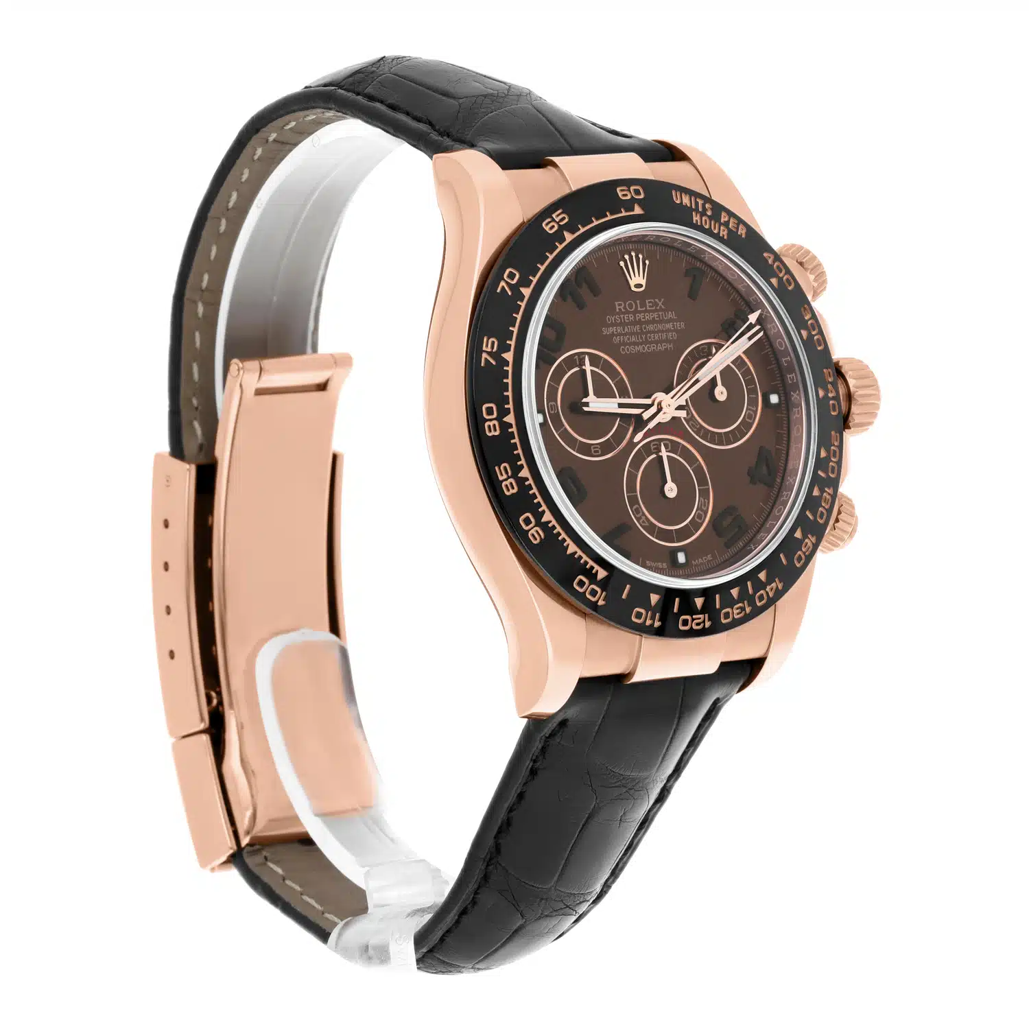 Rolex Daytona 116515 40mm Gold Chocolate Arabic Dial Leather Band 18k RoseWatch – image 5