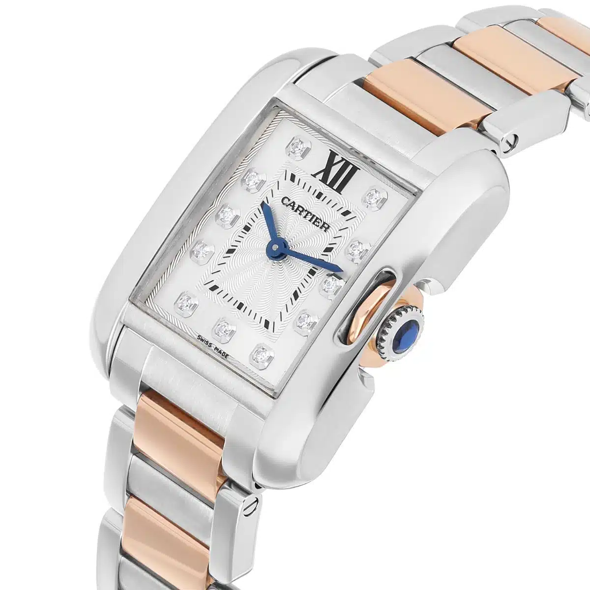 Cartier Tank Anglaise Two Tone Small Steel/Rose Gold Watch Diamond Dial Ladies WT100024 – image 3