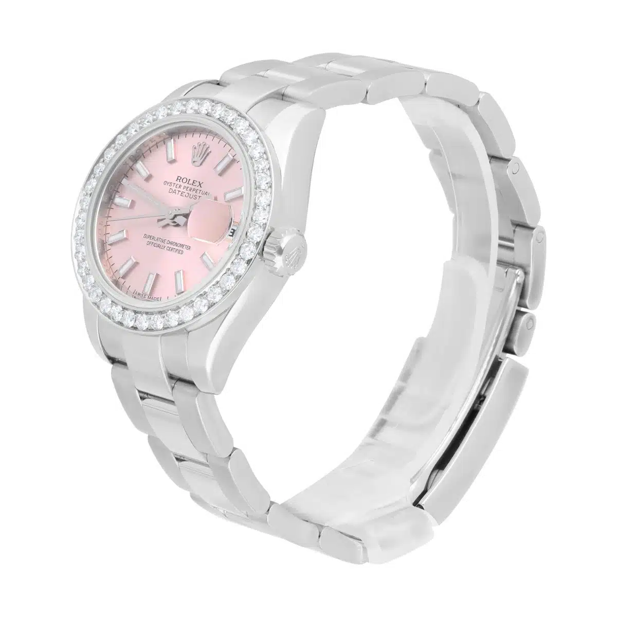 Rolex Datejust 179160 26 mm Pink Index Dial Diamond Bezel Oyster Band Steel Watch – image 4