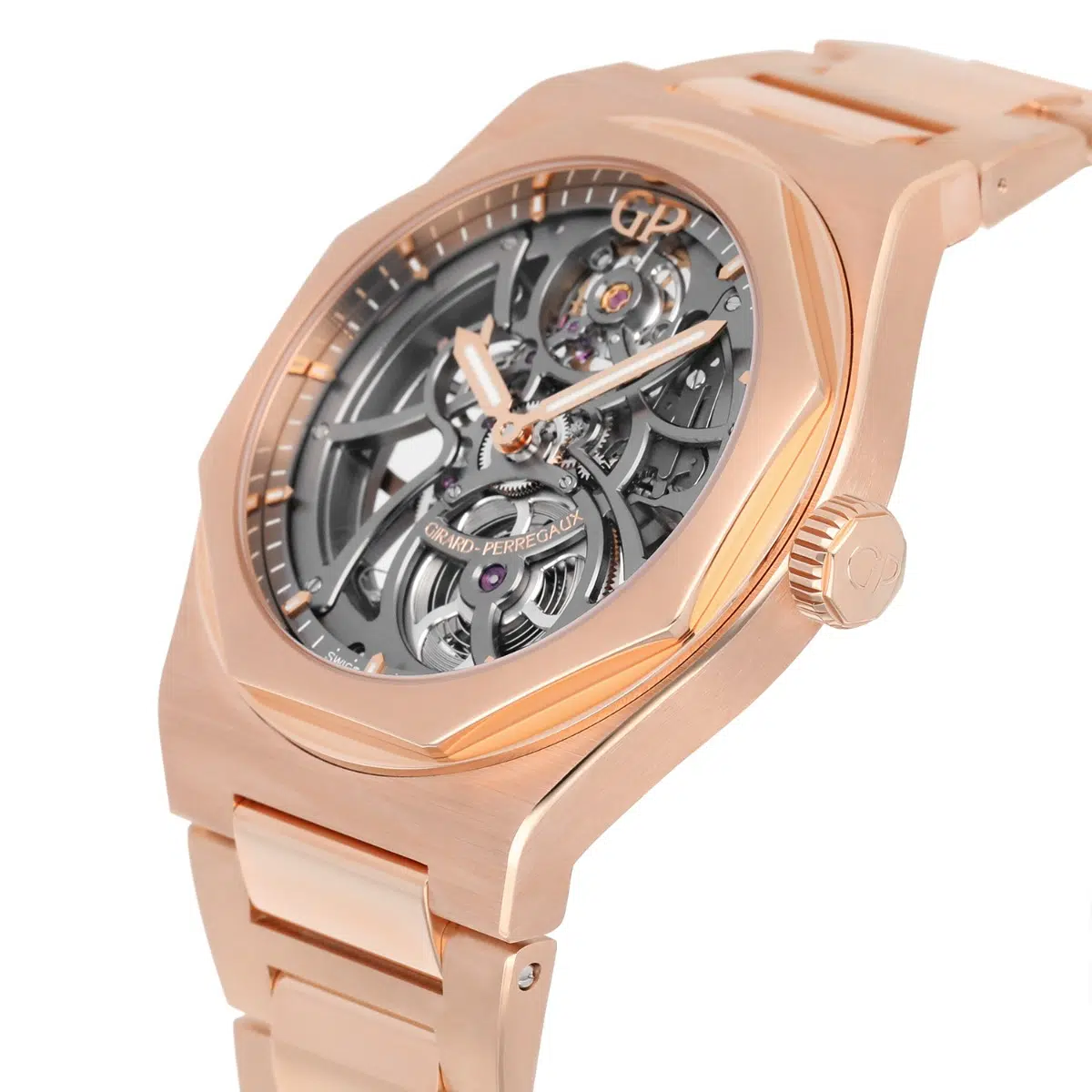 Girard Perregaux Laureato Skeleton Openworked Rose Gold Bracelet 81015 Watch B/P – image 6