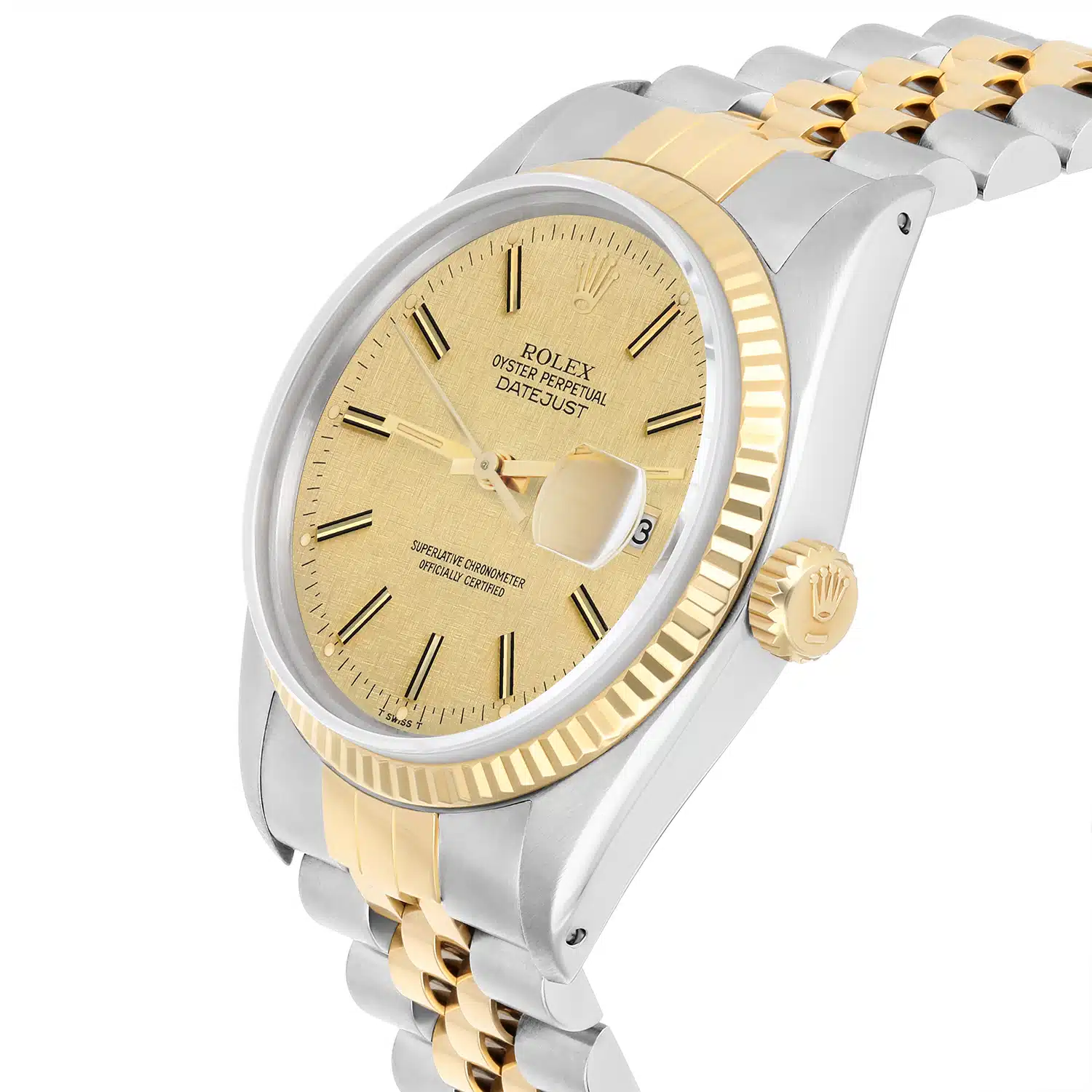 Rolex Datejust 36mm 16013 Two Tone Champagne Linen Dial Jubilee Circa 1986 – image 5