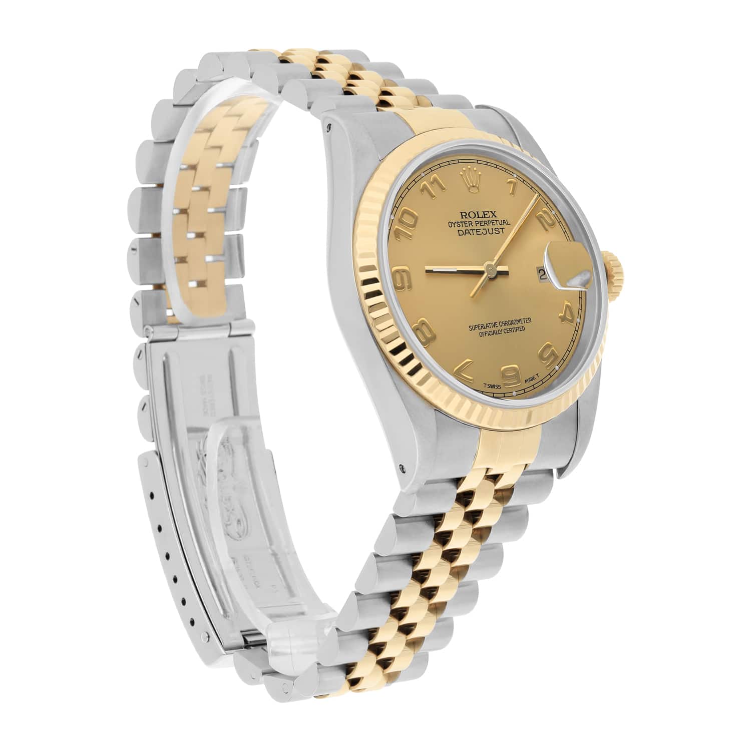 Rolex Datejust 36mm Two Tone Champagne Arabic Dial Jubilee 16233 Circa 1994
