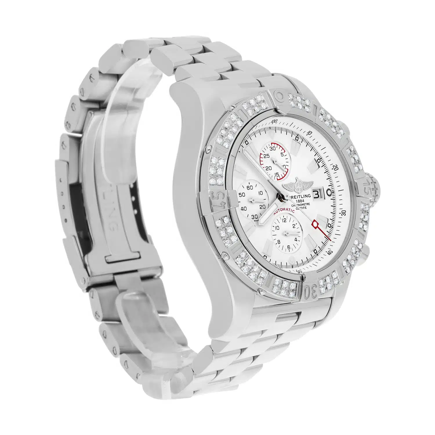 Breitling Super Avenger SS Chronograph White Index 48mm Diamond Bezel A13370 – image 6