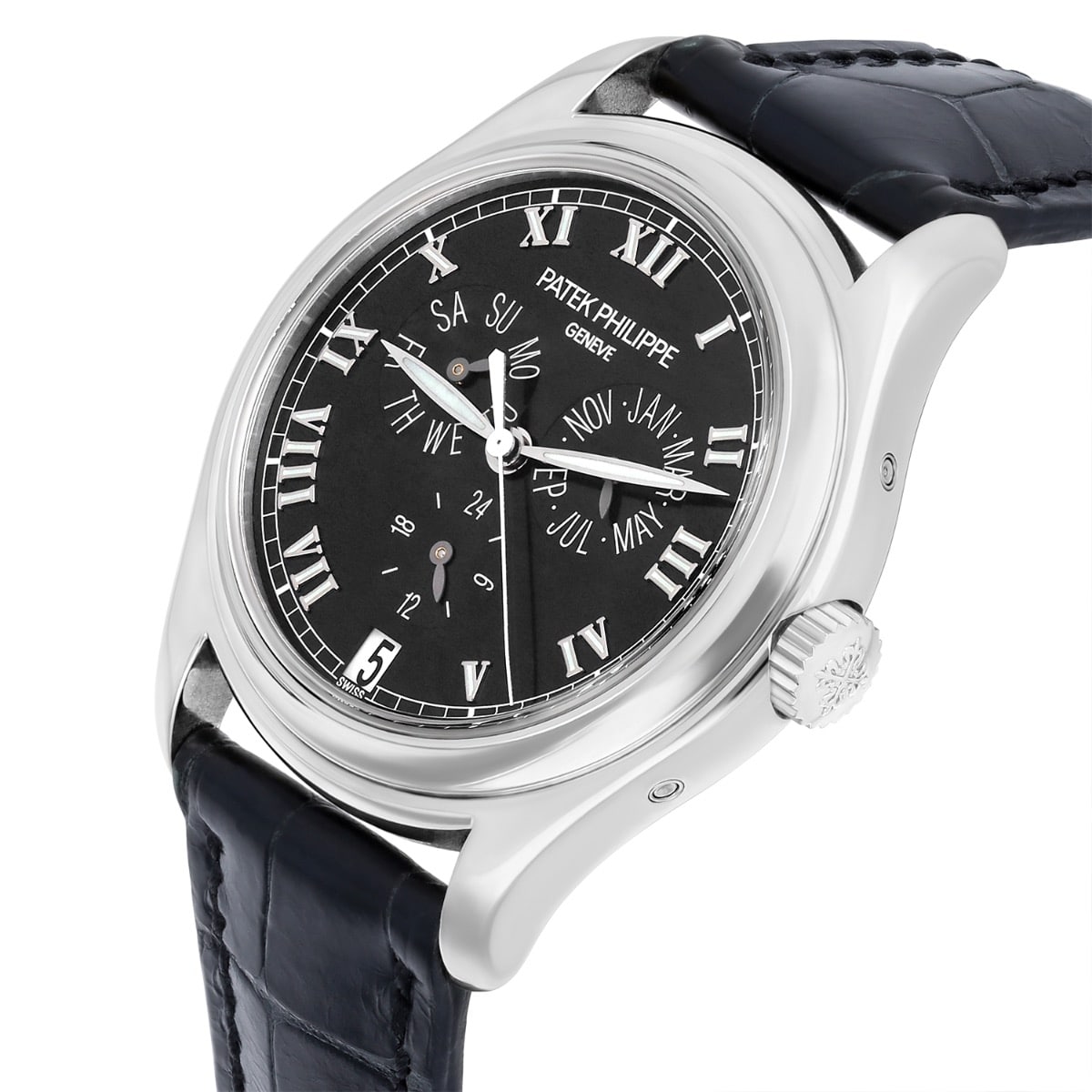 Patek Philippe Complications Annual Calendar White Gold Watch with Leather Band 5035G-010