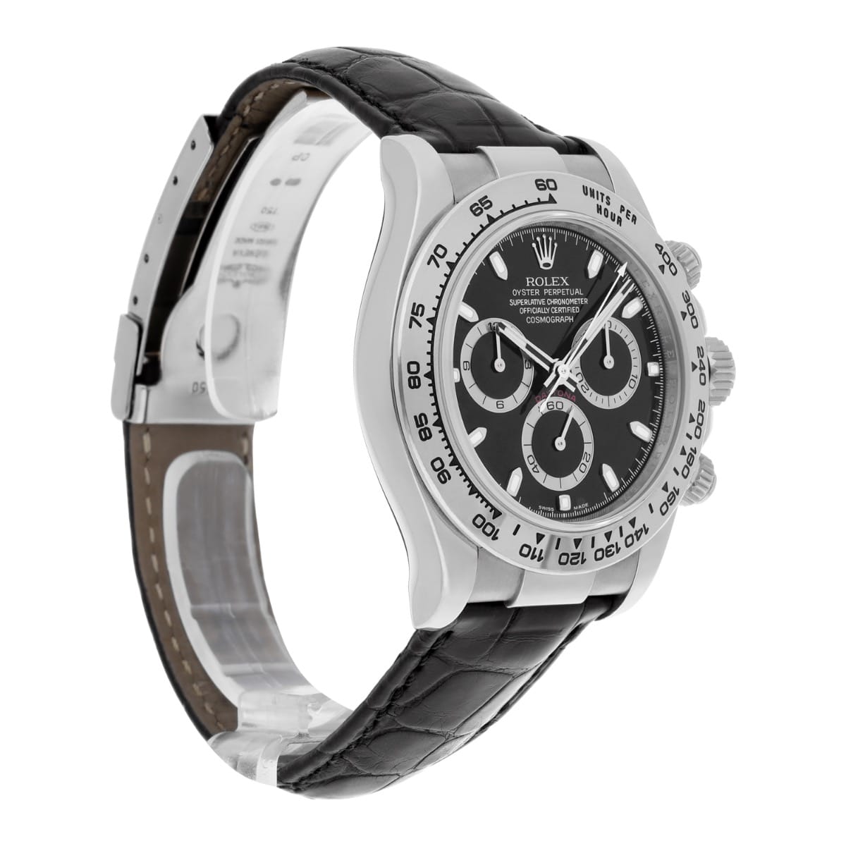 Rolex Cosmograph Daytona 116519 18k White Gold Mens Watch Strap Box Papers