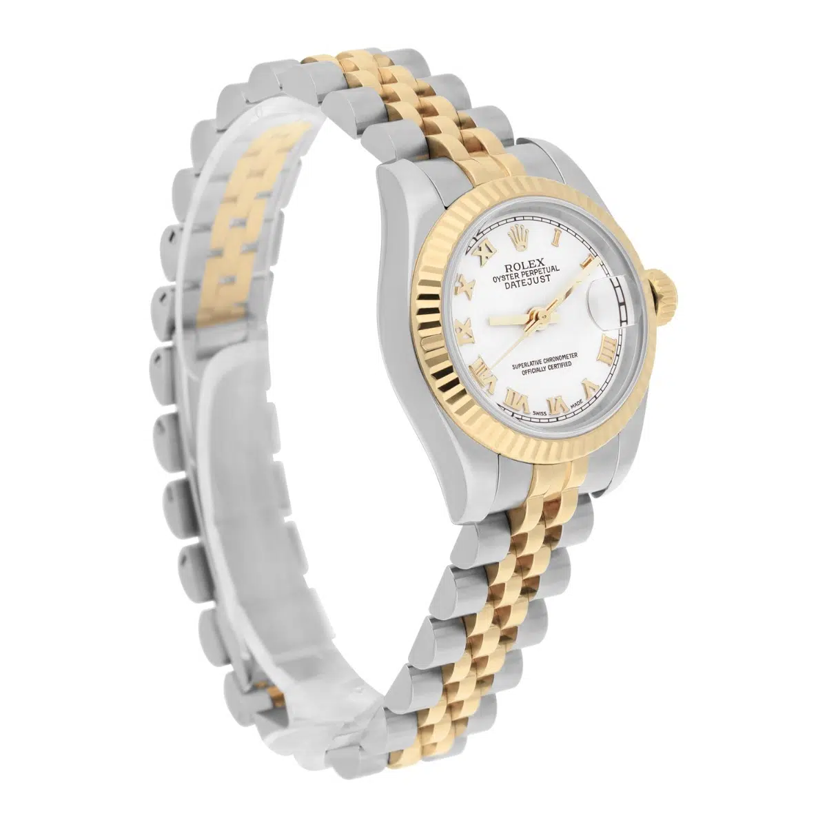 Rolex Datejust 26mm 179173 Two Tone Ladies Watch White Roman Dial Jubilee Band – image 6