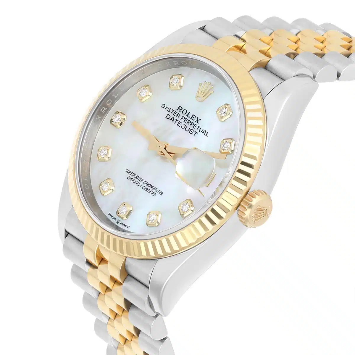 Rolex Datejust 36 mm 126233 White Mother of Pearl Dial Two Tone Jubilee Watch – image 3