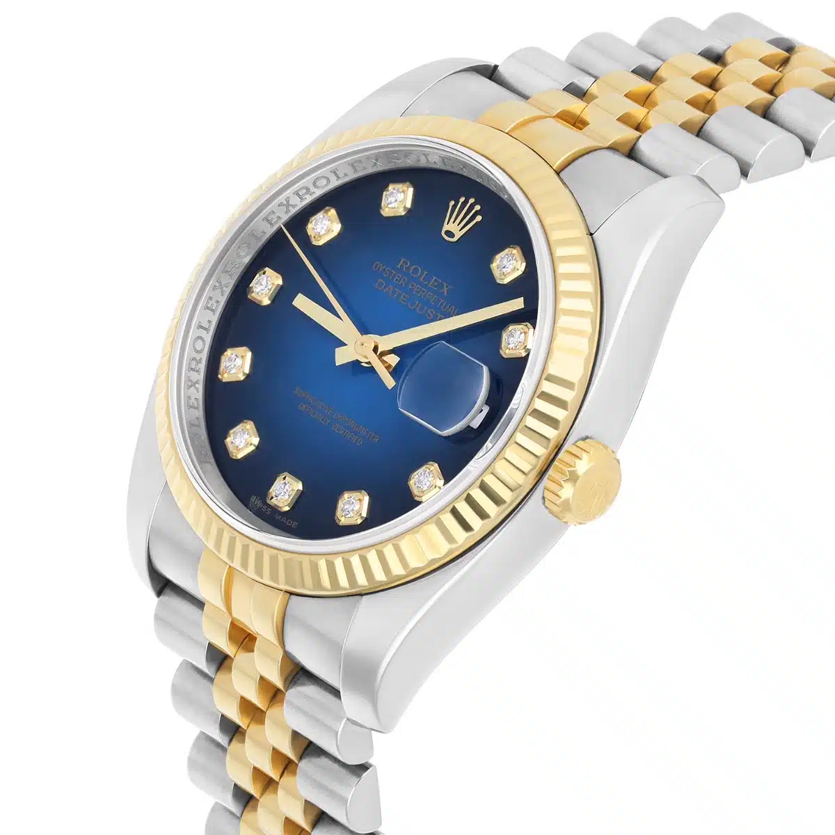 Rolex Datejust 36 Gold/Steel 116233 Blue Diamond Dial Jubilee Watch Box Papers – image 3