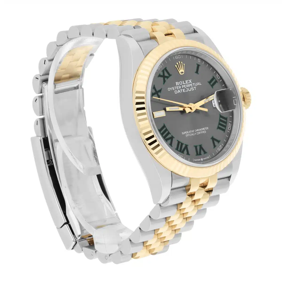 Rolex 126233 Datejust 36mm Two-Tone Yellow Gold Fluted Bezel Wimbledon Dial – image 4