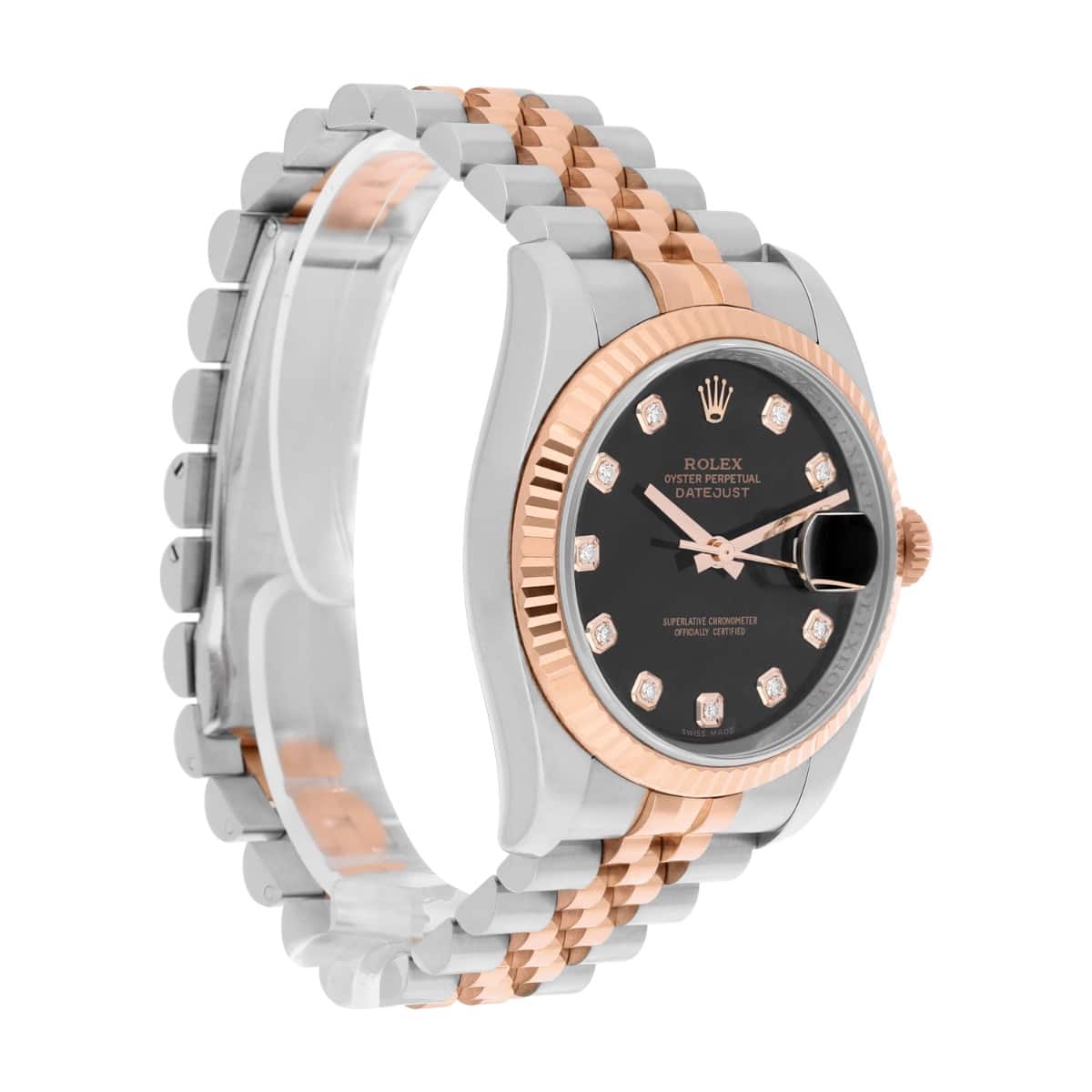 Rolex Datejust 36mm 116231 Black Diamond Dial Rose Gold & Stainless Steel Watch