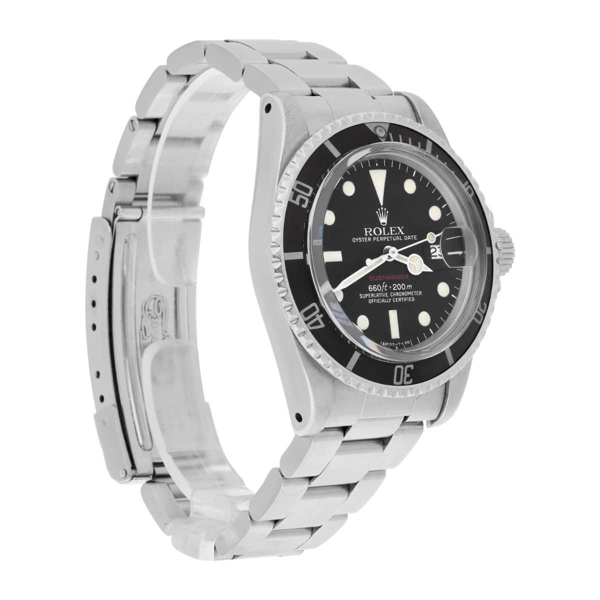 Rolex 40mm 'Red Submariner' 1680 Stainless Steel Black Watch 'Feet First' 1978