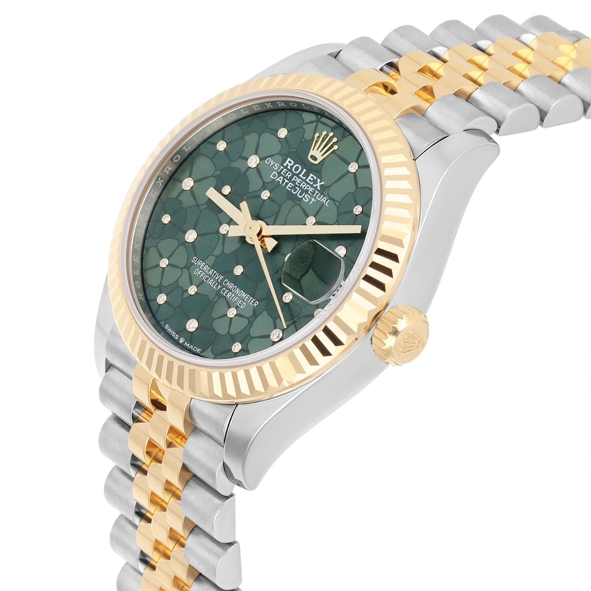 Rolex Datejust 31mm 278273-0032 Stainless Steel and Yellow Gold with Green Floral Diamond Dial 2023