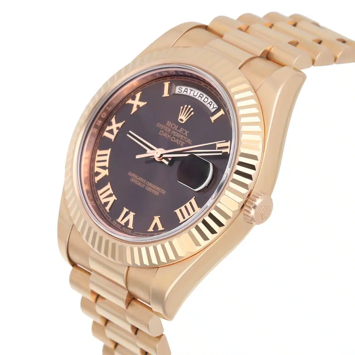 Rolex 41mm Day-Date 218235-0035 18K Everose Gold President Bracelet Chocolate Dial – image 5