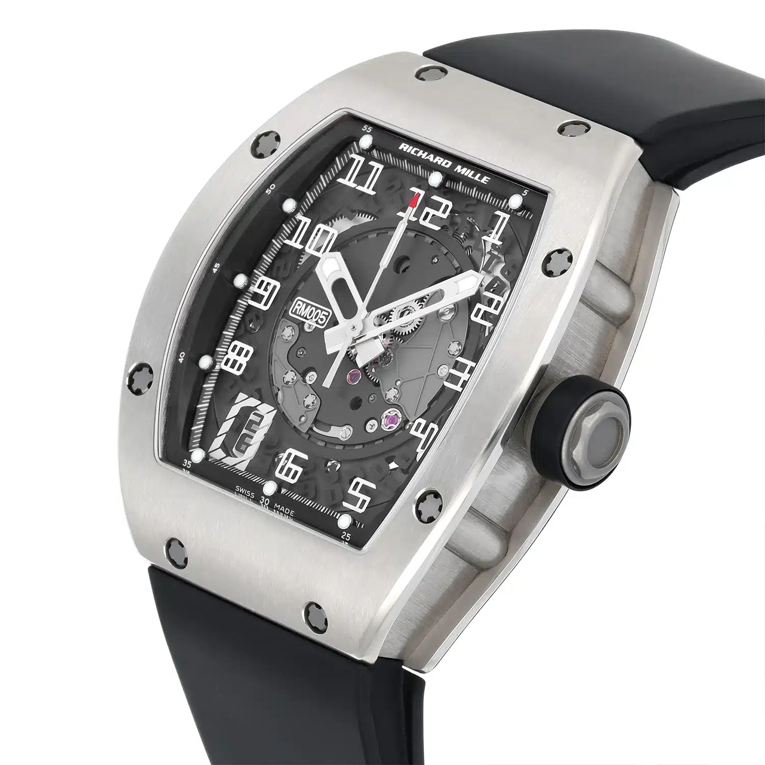 Richard Mille RM 005 Manual Wind White Gold Mens Watch Rubber Band Complete – image 3