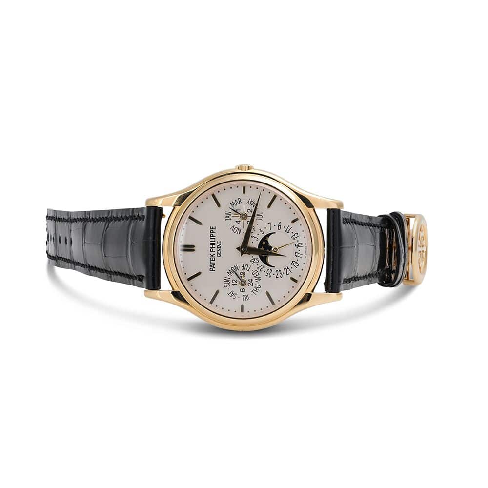 Patek Philippe Perpetual Calendar 5140j-001 Yellow Gold With Black Leather Watch