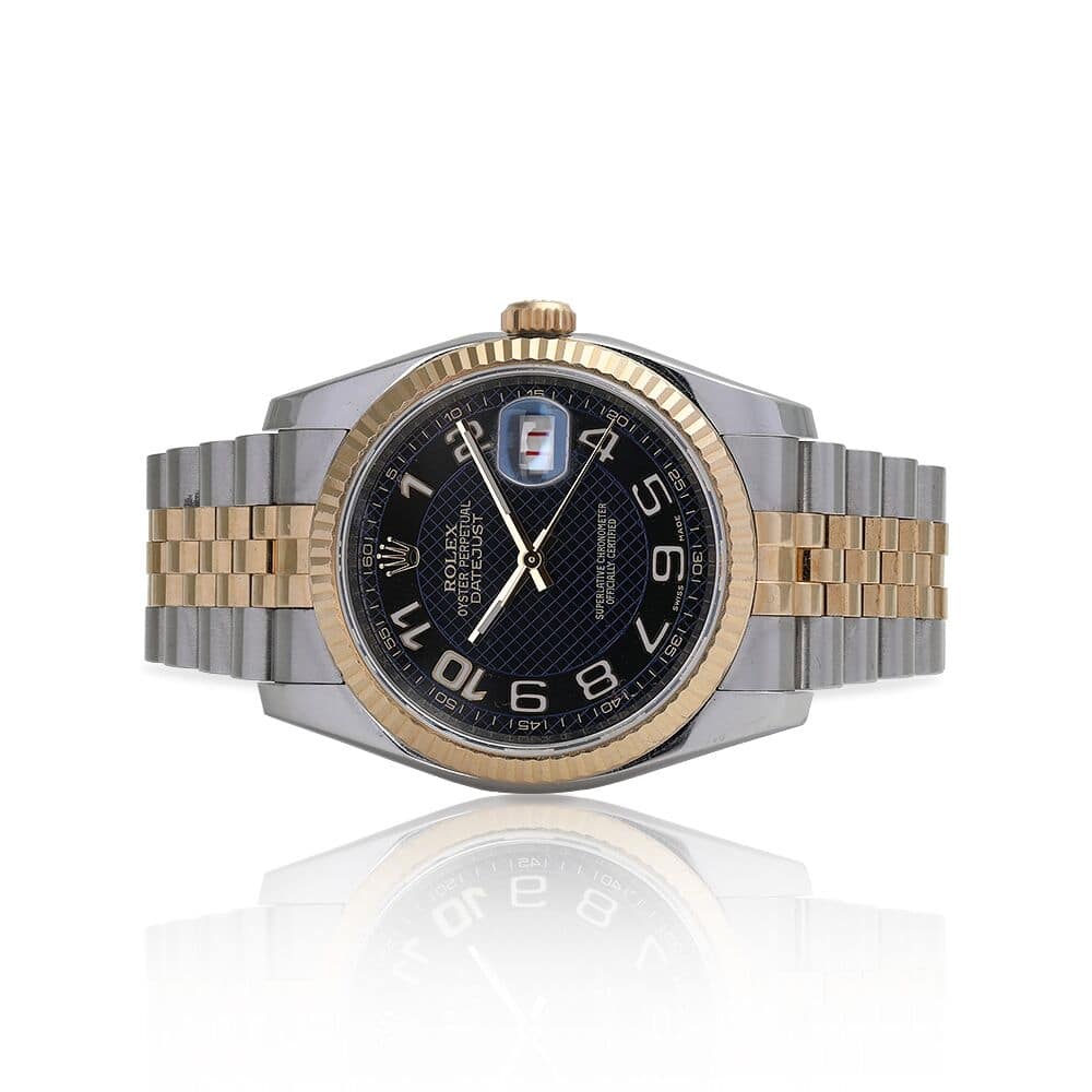 Rolex Datejust 36mm Blue Pattern Arabic Dial 116233 Stainless Steel Two Tone Watch