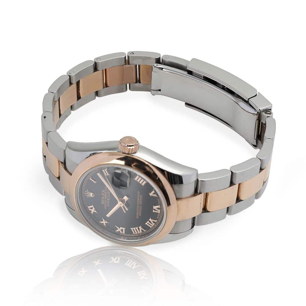 Rolex Datejust 31mm 178241 Steel & Pink Gold Watch Black Roman Dial