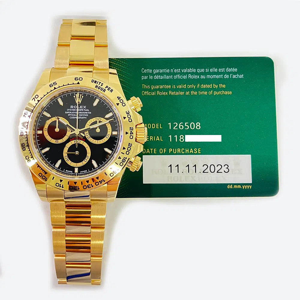 Rolex Daytona 40mm 126508 Oyster Yellow Gold Watch Black Index Dial 2023 – image 3