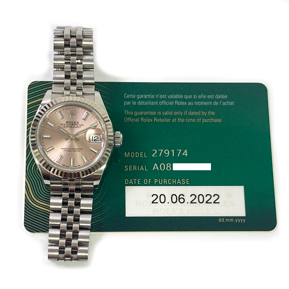 Rolex Lady-Datejust 28mm Jubilee 279174 Stainless Steel Watch Pink Index Dial