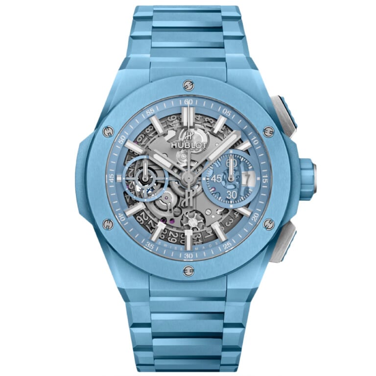 Hublot Big Bang Integrated Time Only 40mm 456.EX.5120.EX Sky Blue Ceramic Watch Skeleton Index Dial