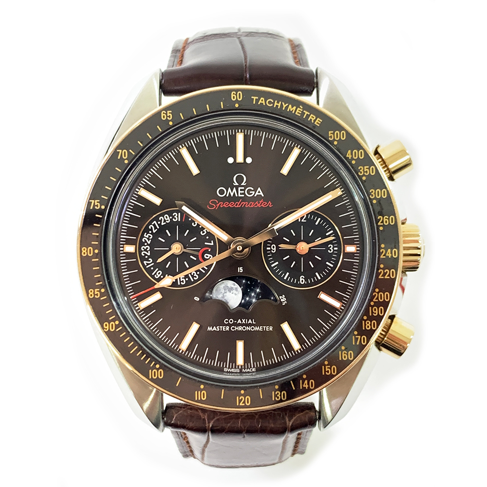images Omega Speedmaster Moon Phase Chronograph 304.23.44.52.13.001 Stainless Steel With Brown Leather Watch 2017