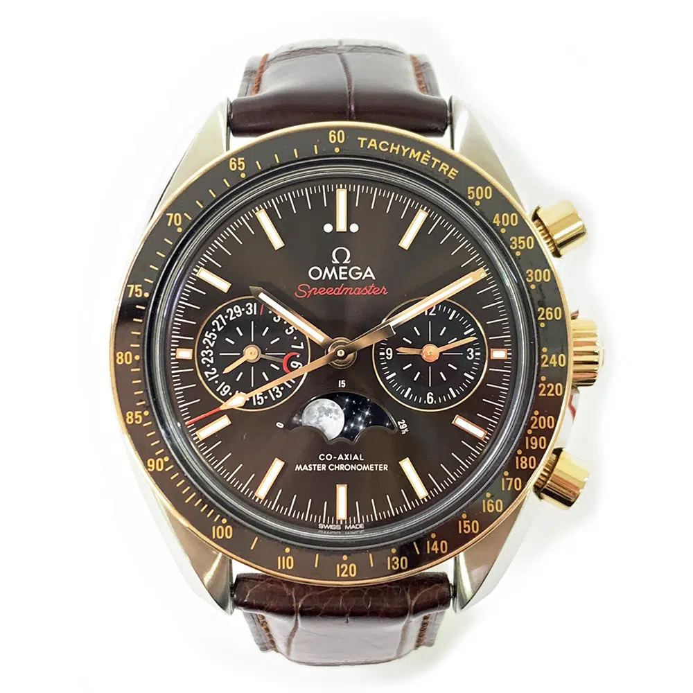 Omega Speedmaster Moon Phase Chronograph 304.23.44.52.13.001 Stainless Steel With Brown Leather Watch 2017