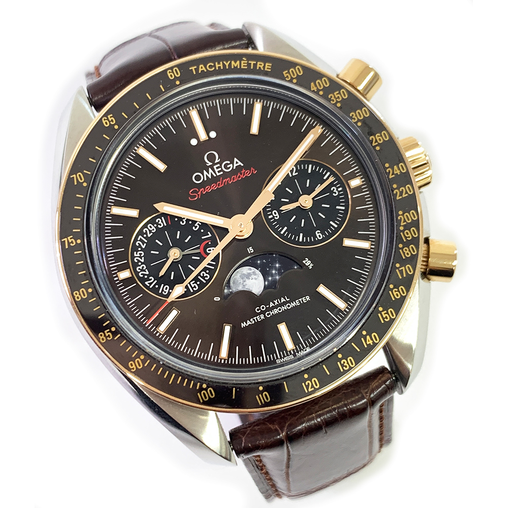 Omega Speedmaster Moon Phase Chronograph 304.23.44.52.13.001 Stainless Steel With Brown Leather Watch 2017