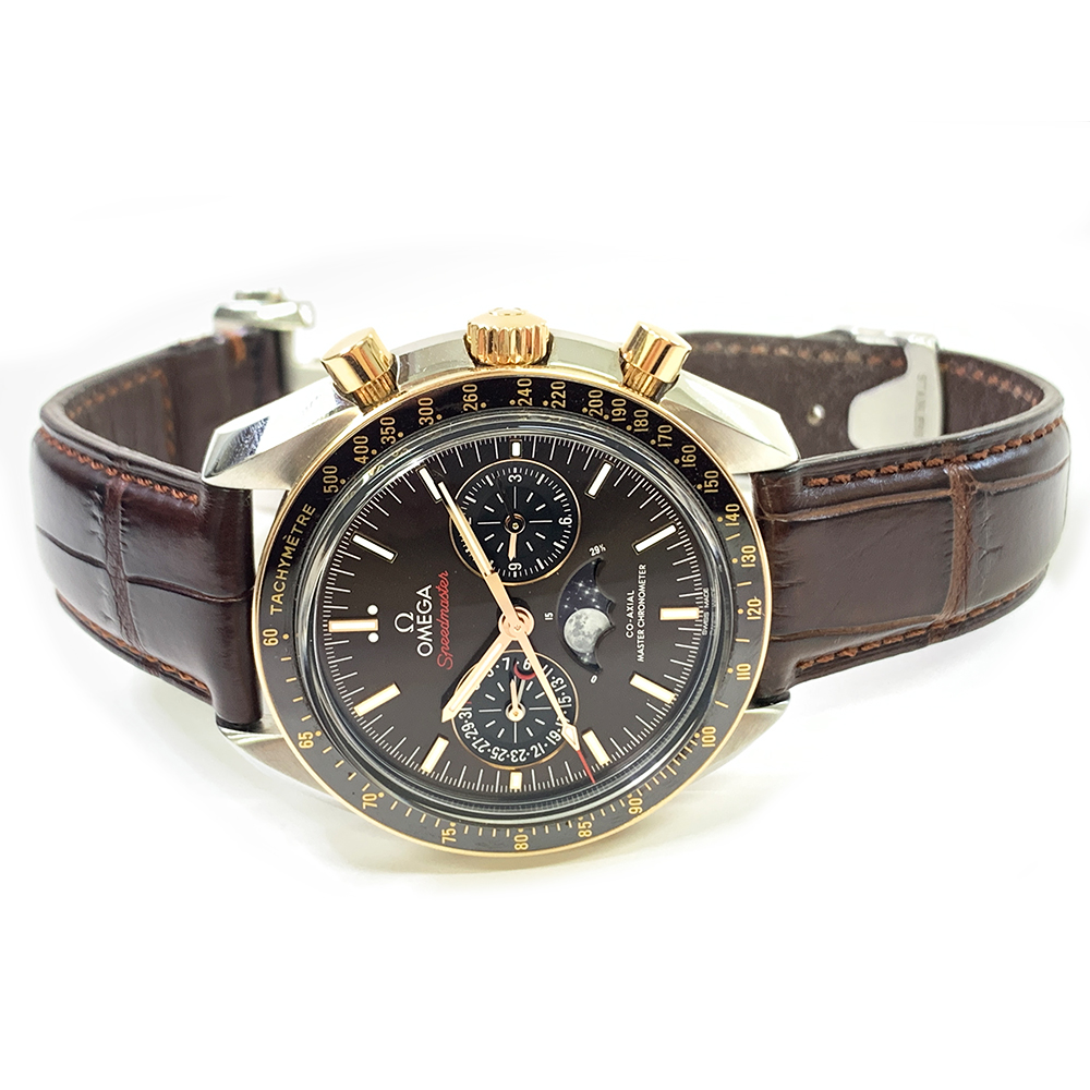 Omega Speedmaster Moon Phase Chronograph 304.23.44.52.13.001 Stainless Steel With Brown Leather Watch 2017