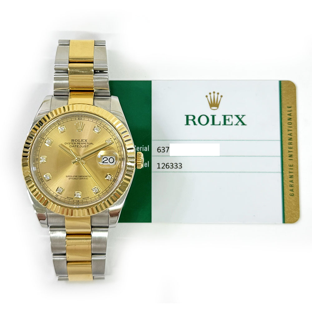 Rolex Datejust Champagne Diamond Dial 126333G Gold & Steel Oyster Watch 2018