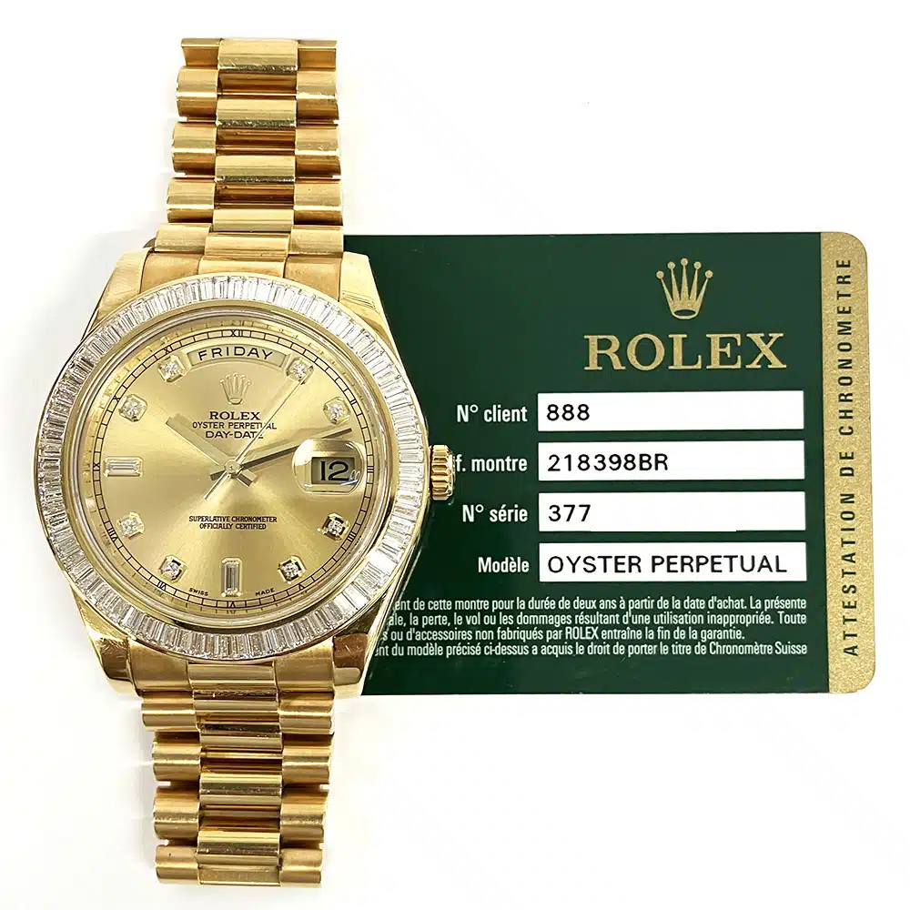Rolex Day-Date II 41mm 218398BR Yellow Gold with Champagne Diamond Dial Watch 2014 – image 2